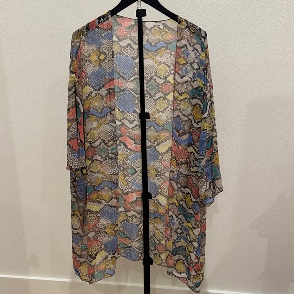 coco kelly Jackets & Blazers - Sheer Multicolor Snake-Print Kimono